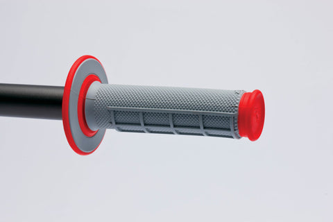 Renthal MX Dual Compound Grips 1/2 Waffle - Grey/ Red - G156