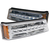 ANZO 2003-2006 Chevrolet Silverado 1500 LED Parking Lights Chrome w/ Amber Reflector - 511066