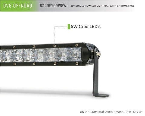 DV8 Offroad SL 8 Slim 20in Light Bar Slim 100W Spot 5W CREE LED - Black - BS20E100W5W