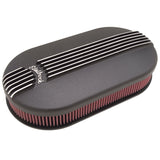 Edelbrock Air Cleaner Classic Series Oval Aluminum 17 5In X 9 35In X 4 45In Dual Carburetor Black - 41193