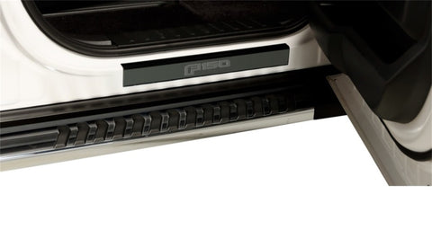 Putco 99-16 Ford SuperDuty Crew Cab w/ SUPERDUTY Etching (4pcs) Black Platinum Door Sills - 95128BPFD