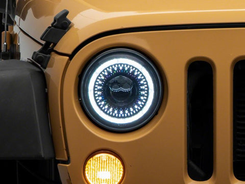 Raxiom 07-18 Jeep Wrangler JK Axial Series 7-In Dragon Eye LED Headlights- Blk Housing (Clear Lens) - J167194