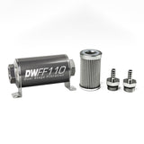 DeatschWerks Stainless Steel 5/16in 10 Micron Universal Inline Fuel Filter Housing Kit (110mm) - 8-03-110-010K-516