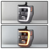 Spyder 08-10 Ford F-250 SD Projector Headlights V2-Switch Back Light Bar-Black PRO-YD-FS08V2-SBLB-BK - 5086228