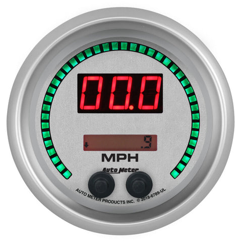 Autometer 85.7mm Silver Switchable 260 MPH / 260 KM/H Speedometer Ultra-Lite Elite Digital Gauge - 6789-UL