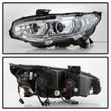 Spyder 16-18 Honda Civic 4Dr w/LED Seq Turn Sig Lights Proj Headlight - Chrome - PRO-YD-HC16-SEQ-C - 5086082