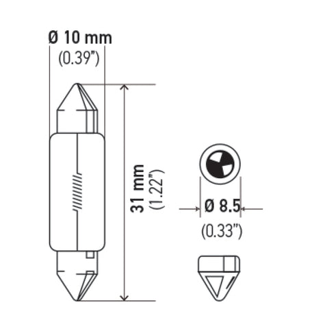 Hella Universal Clear 12V 10W 10x41mm T3.25 Bulb - 6411