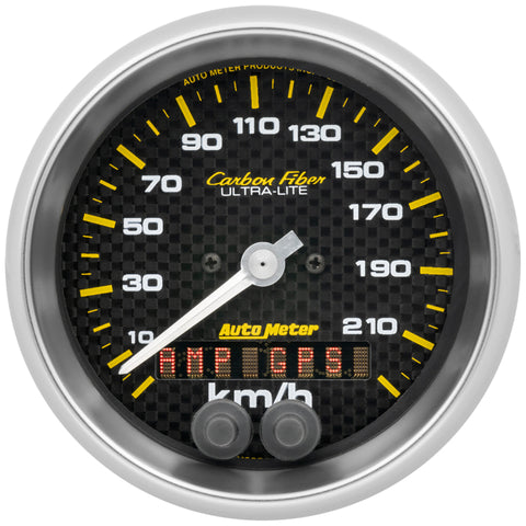 Autometer Carbon Fiber 3-3/8in. 0-225KM/H (GPS) Speedometer Gauge - 4780-M