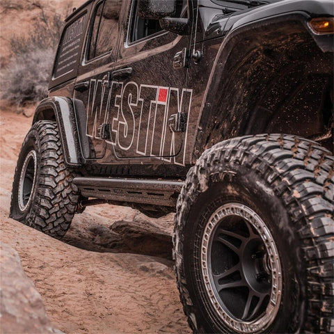 Westin/Snyper 2018+ Jeep Wrangler JL Unlimited 4DR Triple Tube Rock Rail Steps - Textured Black - 42-6025