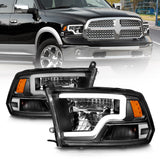 ANZO 2009-2020 Dodge Ram 1500 Full LED Square Projector Headlights w/ Chrome Housing Black Amber - 111539
