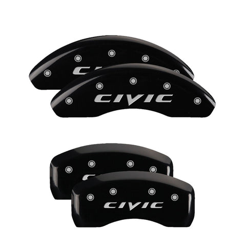 MGP 4 Caliper Covers Engraved Front & Rear MGP Yellow Finish Black Char 2017 Honda Civic - 20222SCIVBK