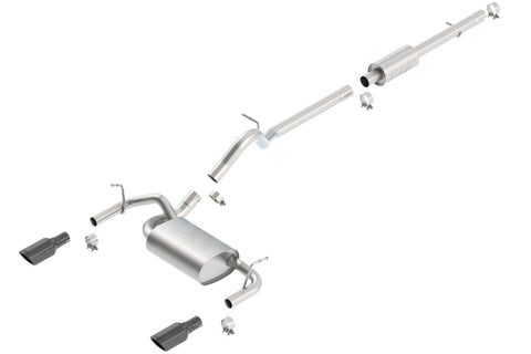 Borla 12-16 Jeep Wrangler 3.6L AT/MT 4DR 4WD S SQ RL AC SR 2.5in 2in TIP 3.5inx3.28in Black Chrome - 140459BC