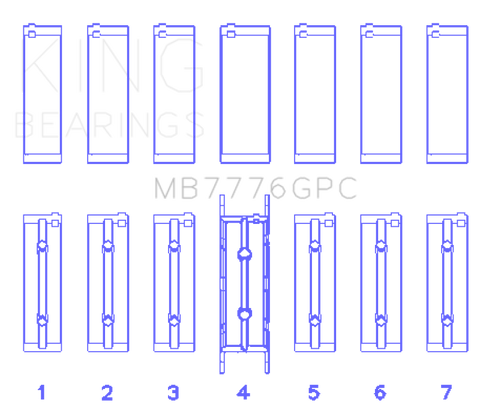 King Engine Bearings BMW N55 B30A/ N53 B30A/ N52 B30A Main Bearing Set - Size +0.26mm - MB7776GPC.026