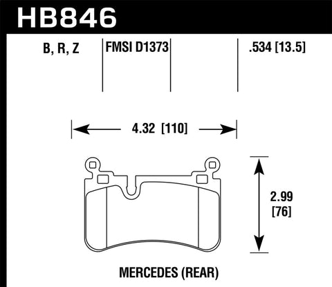 Hawk 08-13 Mercedes C-Class Performance Ceramic Street Rear Brake Pads - HB846Z.534