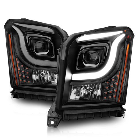 ANZO 15-17 GMC Yukon/Yukon XL Projector Headlights Black Housing/Clear Lens (w/ Light Bars) - 111535