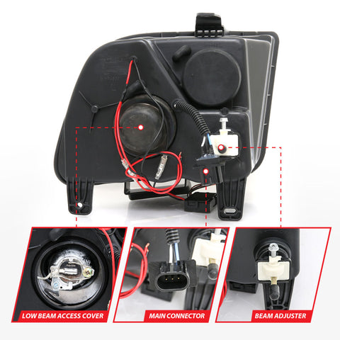 ANZO 2005-2009 Ford Mustang Projector Headlights w/ Halo Black - 121166