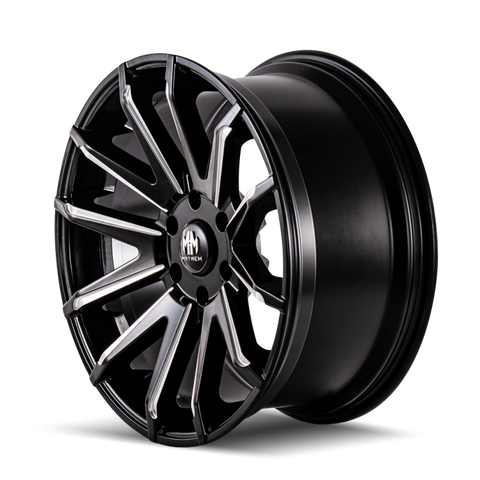 Mayhem 8109 Crossfire 20x9.5 / 6x139.7 BP / 18mm Offset / 106mm Hub Black w/ Milled Spokes Wheel - 8109-2983BM18