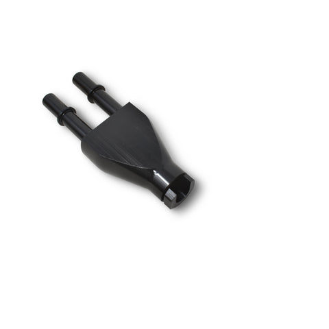 Russell Adapter Y-Block 3/8in Sae Quick Disconnect Female To 2X 3/8in Sae Qd Male Blk Anodized - 644163