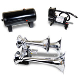 Kleinn Triple Chrome Horn Kit w/ 150 PSI Air Compressor / 1.5 gal Air Tank - HK6
