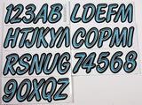 Hardline Boat Lettering Registration Kit 3 in. - 400 Cyan Blue/Black - CYBKG400