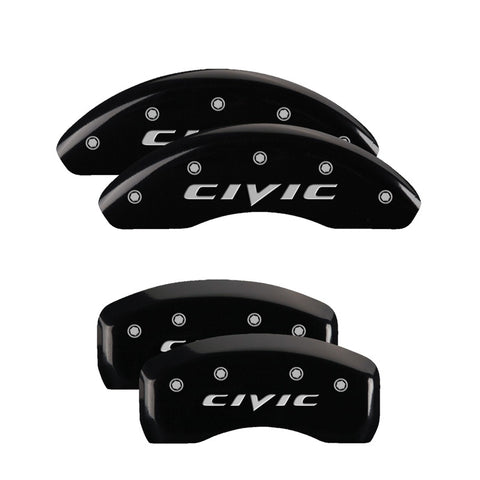 MGP 4 Caliper Covers Engraved Front & Rear MGP Yellow Finish Black Char 2017 Honda Civic - 20222SCIVBK