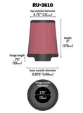 K&N Universal Rubber Filter 2.75in Flange ID x 5.875in Base OD x 4.75in Top OD x 7in Height - RU-3610