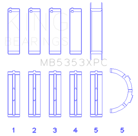 King Ford 281 4.6L SOHC 16v  Performance Main Bearing Set - Coated - MB5353XPC