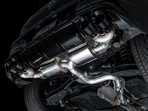 AWE Tuning MK8 Volkswagen Golf R 3in Touring Edition Quad Exhaust - Diamond Black Tips - 3015-43658