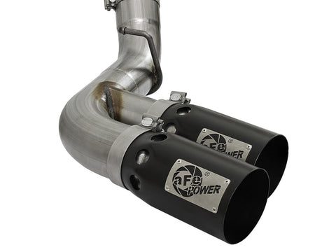 aFe Victory Series 4in 409-SS DPF-Back Exhaust w/ Dual Black Tips 2017 GM Duramax V8-6.6L(td) L5P - 49-44089-B