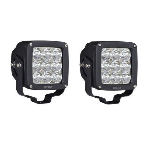 Westin Axis LED Auxiliary Light 4.5 inch x 4.5 inch Square Spot w/3W Osram (Set of 2) - Black - 09-12219A-PR