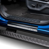 Putco 99-16 Ford SuperDuty Crew Cab w/ SUPERDUTY Etching (4pcs) Black Platinum Door Sills - 95128BPFD