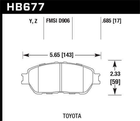 Hawk Lexus 02-03/04-06 ES300/330 Toyota 98-12 Tacoma/Adynl Models Street Perf Ceramic Ft Brake Pads - HB677Z.685