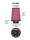 K&N Universal Chrome Filter 3 1/2 inch ID FLG / 6 inch Bottom / 4 1/2 inch CR / 9 inch Length - RC-3690