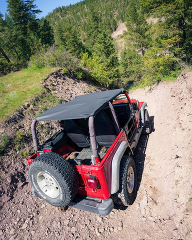 Bestop 97-02 Jeep Wrangler TJ Header Safari Bikini (Black Denim) - 52531-15