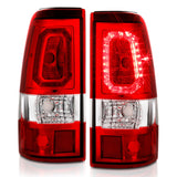 ANZO 2003-2006 Chevy Silverado 1500 LED Taillights Plank Style Chrome With Red/Clear Lens - 311329