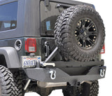 DV8 Offroad 07-18 Jeep Wrangler JK Rear Aluminum Bumper w/ Tire Carrier - Black - RBSTTB-01