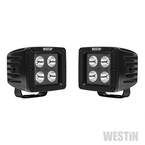 Westin HyperQ LED Auxiliary Lights 3in x 3in cube 20w Flood - Black - 09-12205B-PR