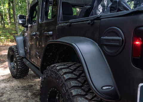 Bushwacker 2018+ Jeep Wrangler (JL) Unlimited Flat Style Flares 4pc - Black - 10923-07