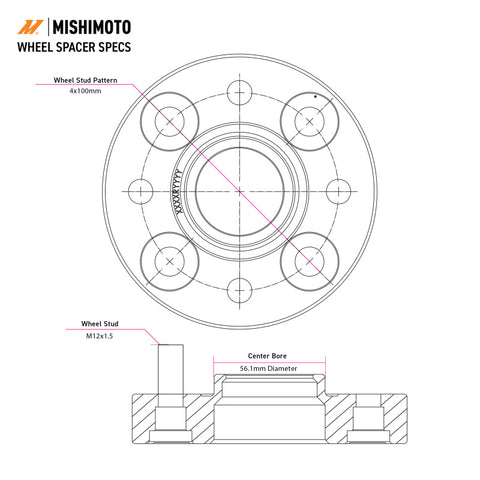 Mishimoto Wheel Spacers - 5x114.3 - 66.1 - 20 - M12 - Black - MMWS-007-200BK