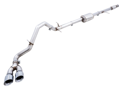 AWE Tuning 4th Gen GM 1500 5.3L 0FG Catback Dual Side Exit (Flat Bumper) - Chrome Tips - 3015-22207