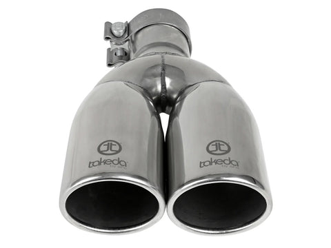 aFe Takeda 304 Stainless Steel Clamp-on Exhaust Tip Polished 2-1/2ininlet x 3-1/2in Outlet X 12in L - 49T25374-P121