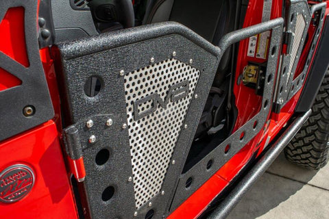 DV8 Offroad Jeep 18+ Wrangler JL / 20+ Gladiator JT Front Rock Doors w/ Perforated Aluminum Mesh - RDJL-01F