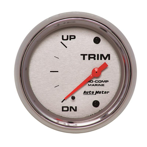 Autometer Marine Chrome Gauge 2-5/8in Electric Trim Level Gauge 0OHM Down - 90OHM Up - 200767-35