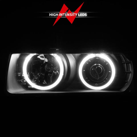ANZO 1992-1998 BMW 3 Series E36 Projector Headlights w/ Halo Black G2 1 pc - 121325