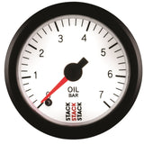 Autometer Stack 52mm 0-7 Bar M10 Male Pro Stepper Motor Oil Pressure Gauge - White - ST3351
