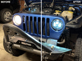 Raxiom 97-18 Jeep Wrangler TJ/JK Axial Series LED Daymaker Headlights- Black Housing (Clear Lens) - J108042