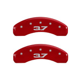 MGP 4 Caliper Covers Engraved Front 2015/Mustang Engraved Rear 2015/37 Red finish silver ch - 10204SM32RD