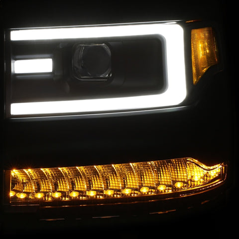 ANZO 16-17 Chevy Silverado 1500 Prjctr. Headlight Plank Styl. w/Amber (Only Work w/HID Equip. Truck) - 111373