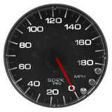 Autometer Spek-Pro Gauge Speedometer 5in 180 Mph Elec. Programmable Black/Black - P230328