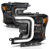 ANZO 18-20 Ford F-150 Full Led Projector Smoke Bar Style Headlights Black Amber - 111520